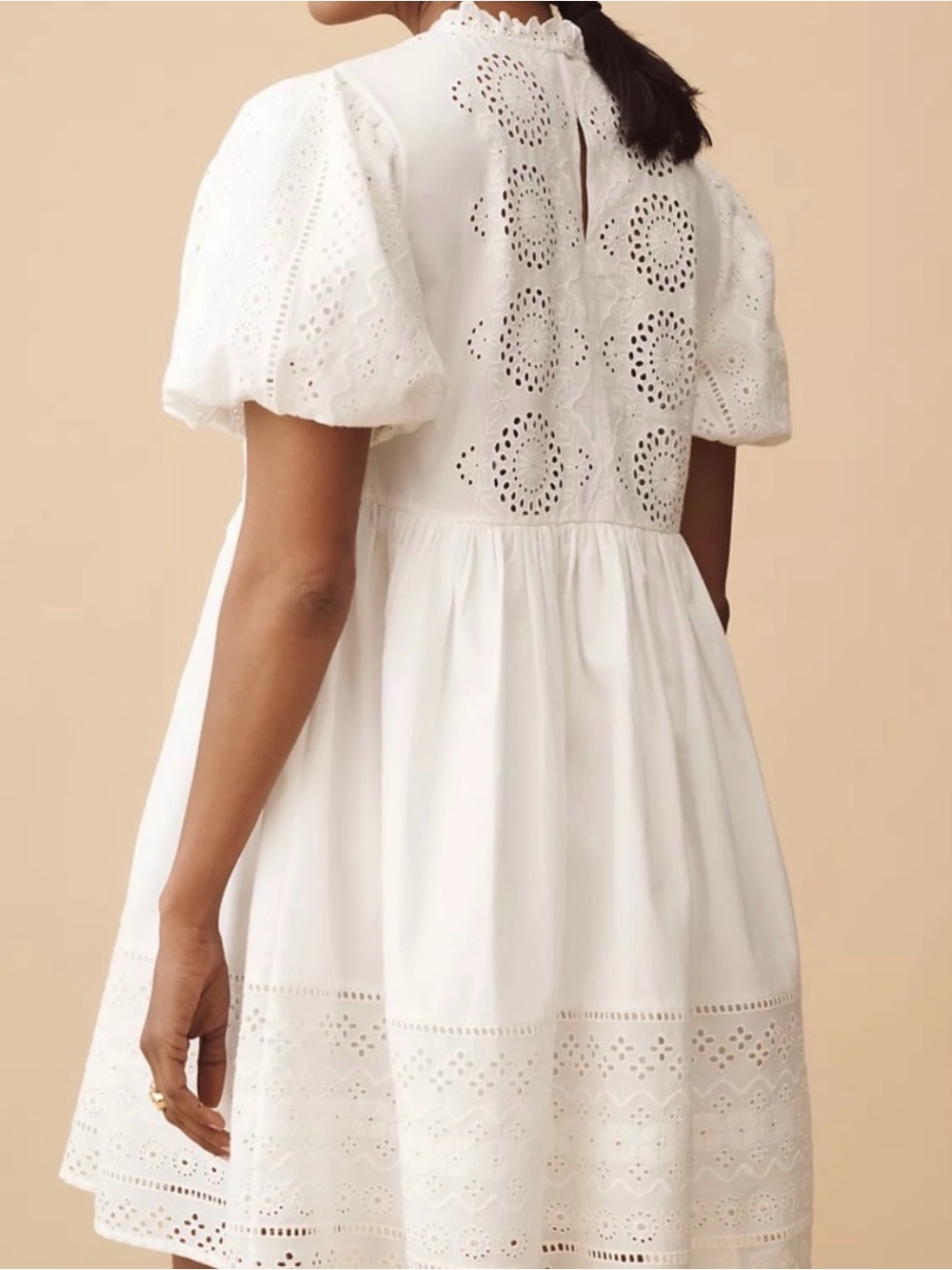 Anthropologie Forever That Girl Puff Sleeve Lace Babydoll Mini Dress M - Picture 3 of 9